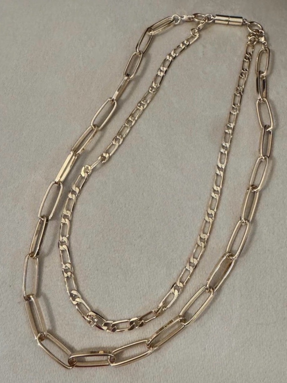 Gold Layered Paperclip Chain Necklace Set - Classic Women's Jewelry